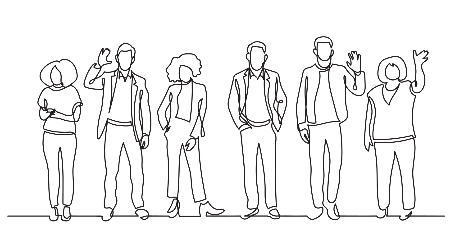 Dessin d'une équipe avec 6 personnages