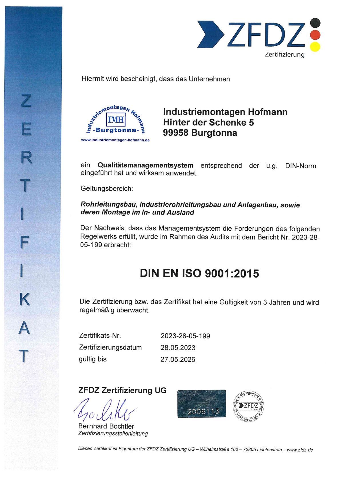 ISO 9001 Zertifikat
