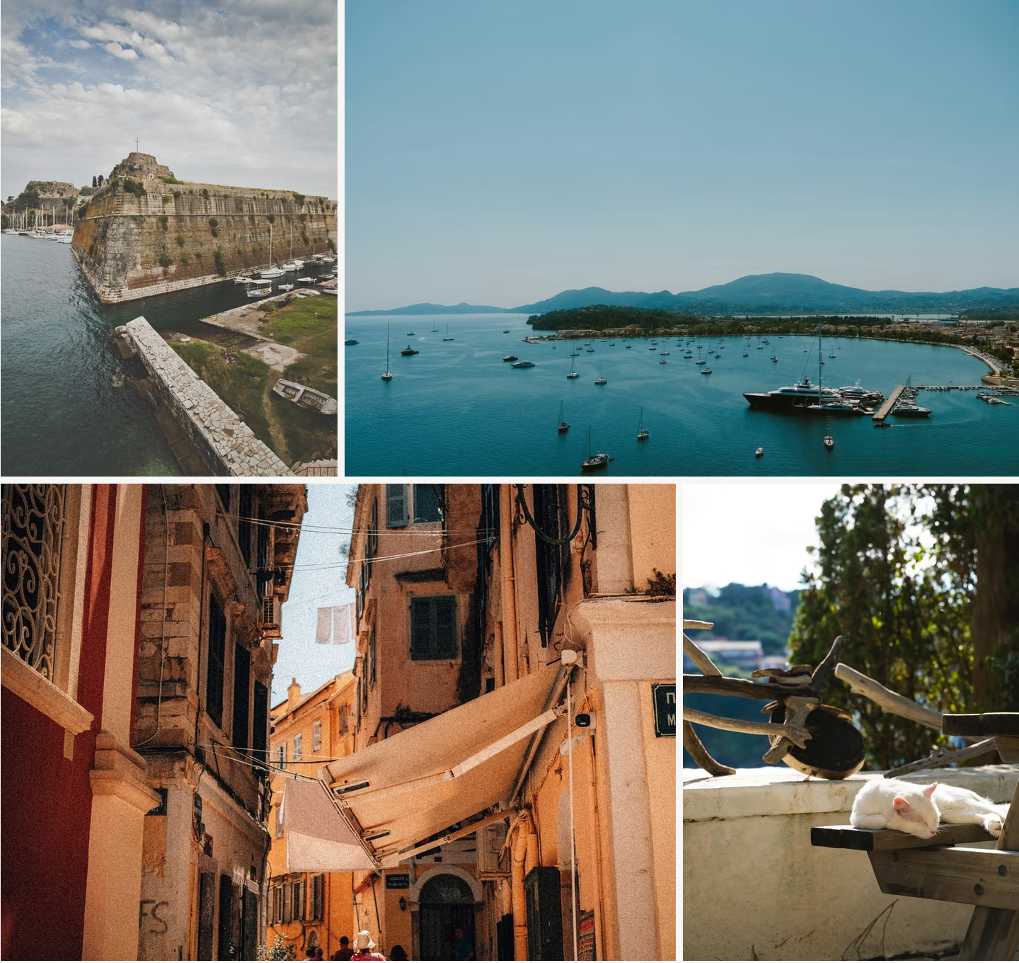 A collage of pictures shows a castle and a body of water