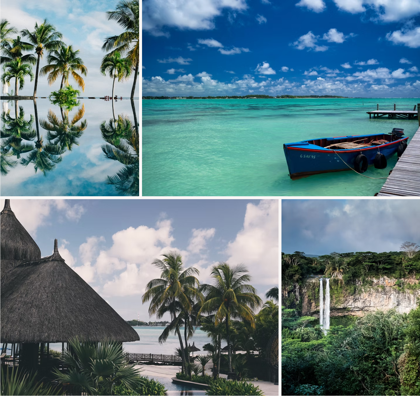 A collage of four pictures shows a boat in the ocean