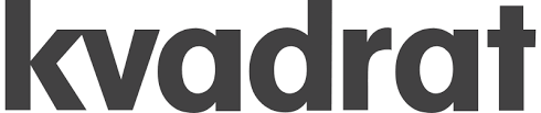 Kvadrat-Logo in dunkelgrauer Schriftart.