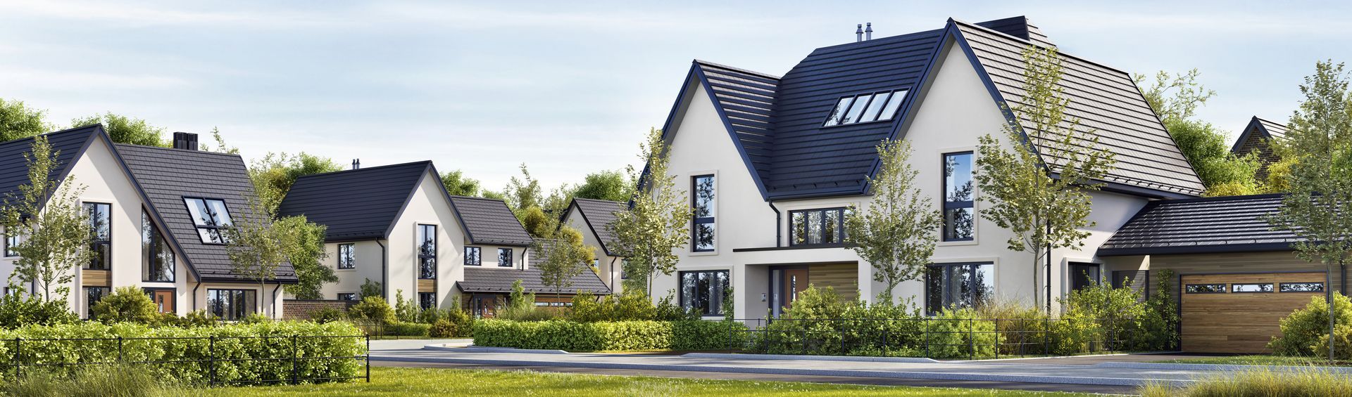 Lotissement comprenant plusieurs maisons modernes.