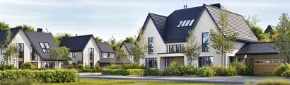 Lotissement comprenant plusieurs maisons modernes.