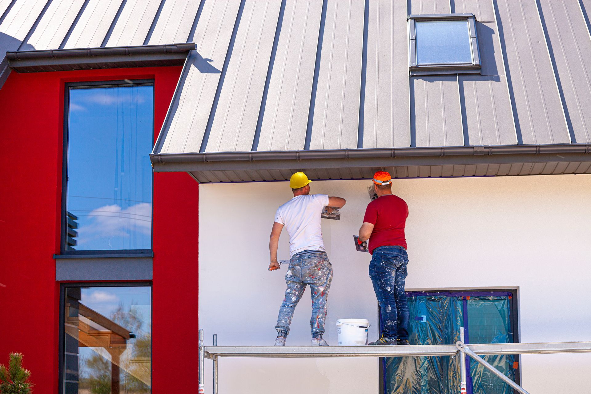 Maison avec enduit posé récemment