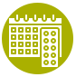 Un icono de un calendario y pastillas en un círculo verde.