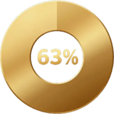 Anillo circular dorado que muestra el progreso al 63% en el centro.