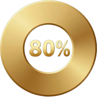 Anillo circular dorado con indicador de progreso que muestra el 80% en el centro.