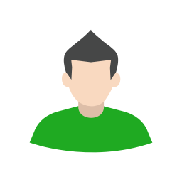 Ilustración de una persona con una camisa verde, cabello gris y tono de piel neutro.