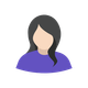 Mujer de cabello oscuro, con camisa morada, rasgos faciales neutros.