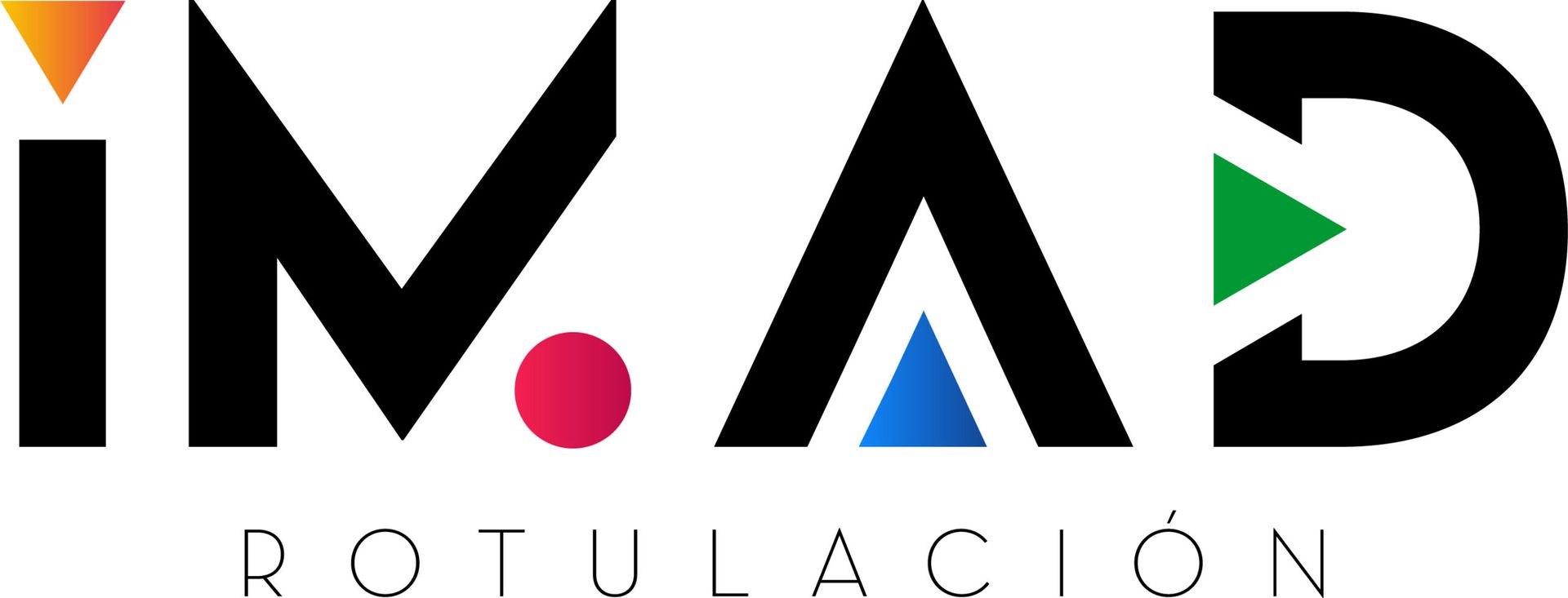 Logotipo con las letras &ldquo;i.MAD&rdquo; en color negro, con formas geom&eacute;tricas de colores, y la palabra &ldquo;ROTULACI&Oacute;N&rdquo; debajo.
