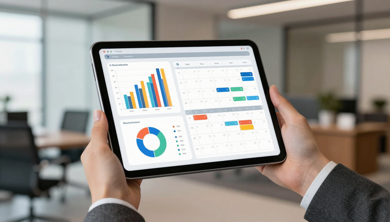 Person using a tablet for property management