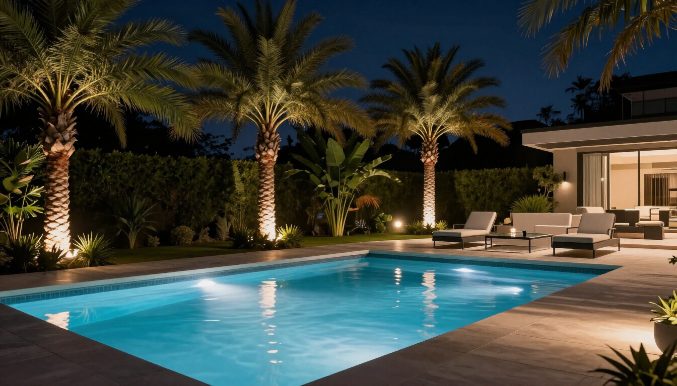 Outdoor heated pool at a luxury rental