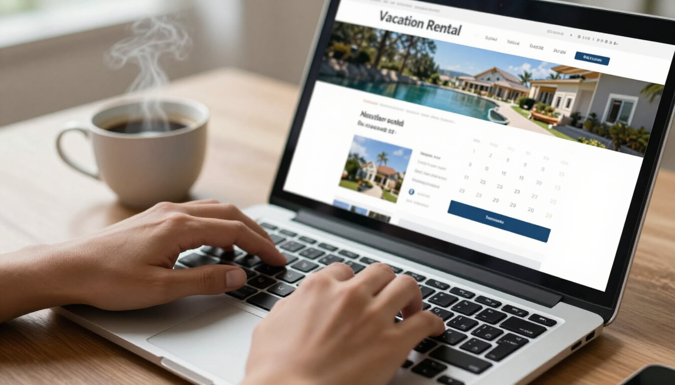 Booking a Vacation Rental on a Laptop