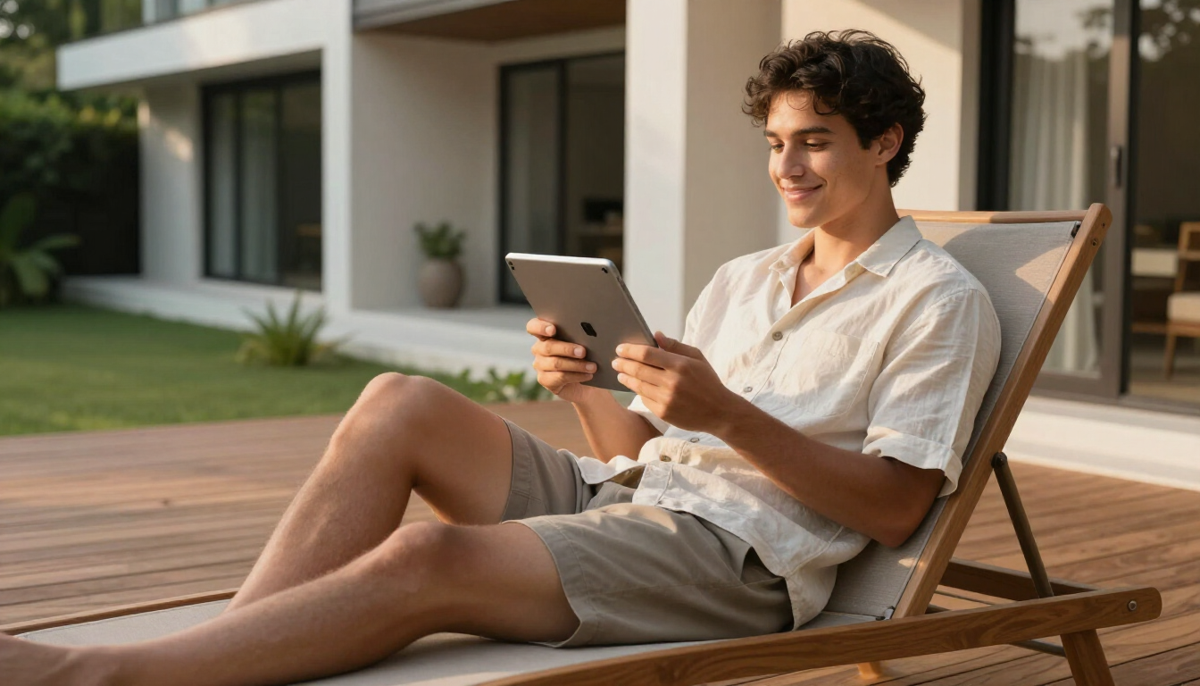 Guest relaxing in a vacation rental