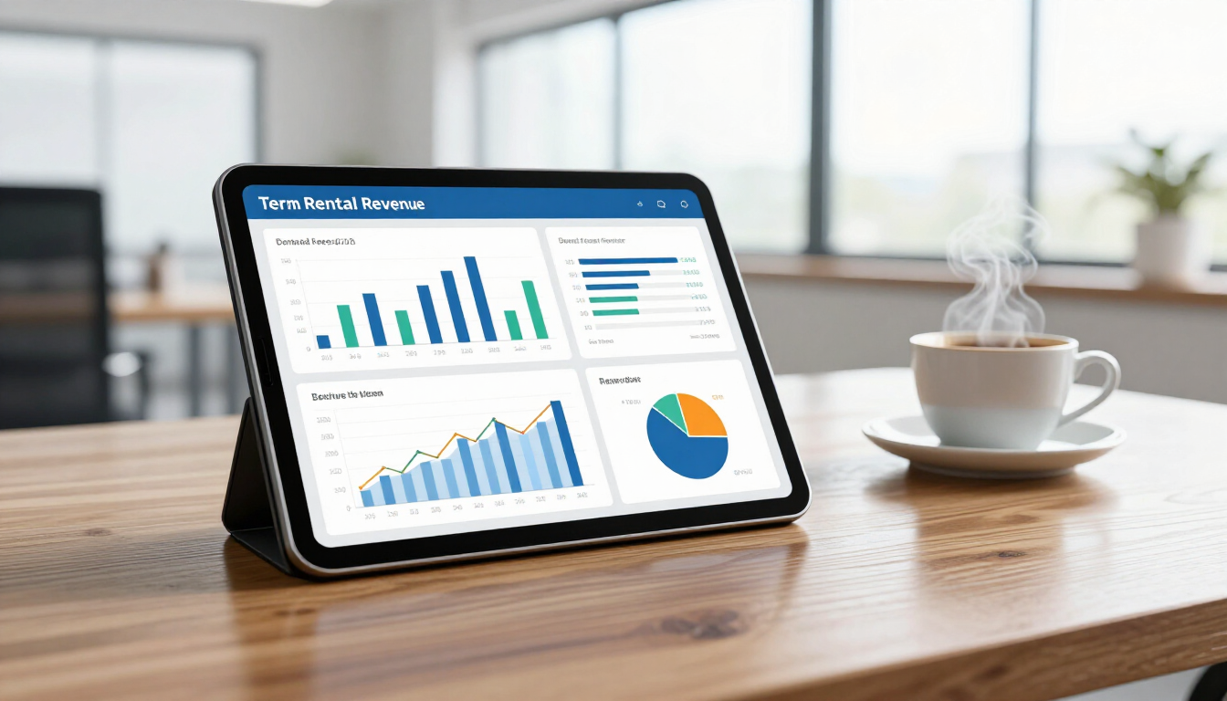 A digital dashboard showing rental income and property performance