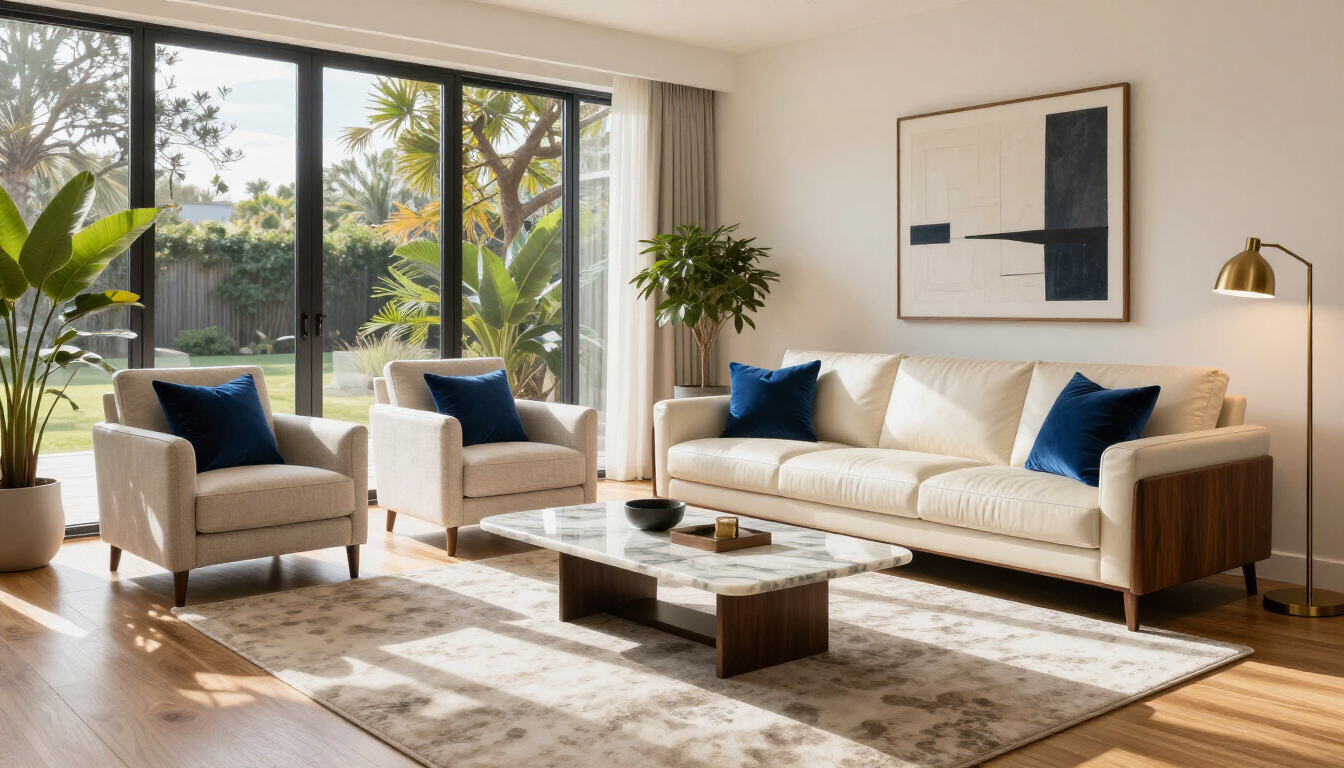 Modern luxury living room representing professional STR management results