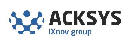 Logo du groupe ACKSYS iXnov avec icône bleue et texte noir et bleu