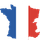 Des formes abstraites bleues et rouges séparées par une bande verticale blanche