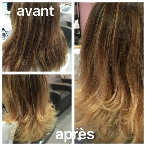 Un collage de 3 photos montrant une chevelure raide de dos