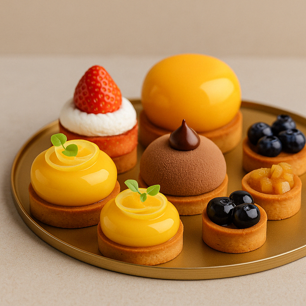 Une pâtisserie aux figues et aux cerises sur une assiette blanche