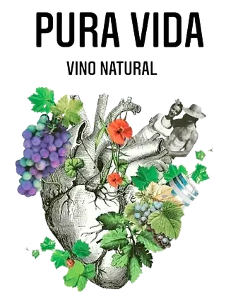 Un cartel con un corazón rodeado de uvas y flores.