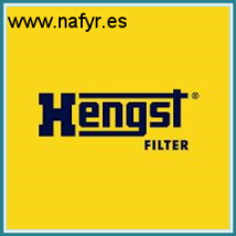 El logotipo del filtro Hengst está sobre un fondo amarillo.