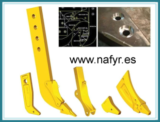 Una imagen de algunos equipos amarillos y el sitio web www.nafyr.es