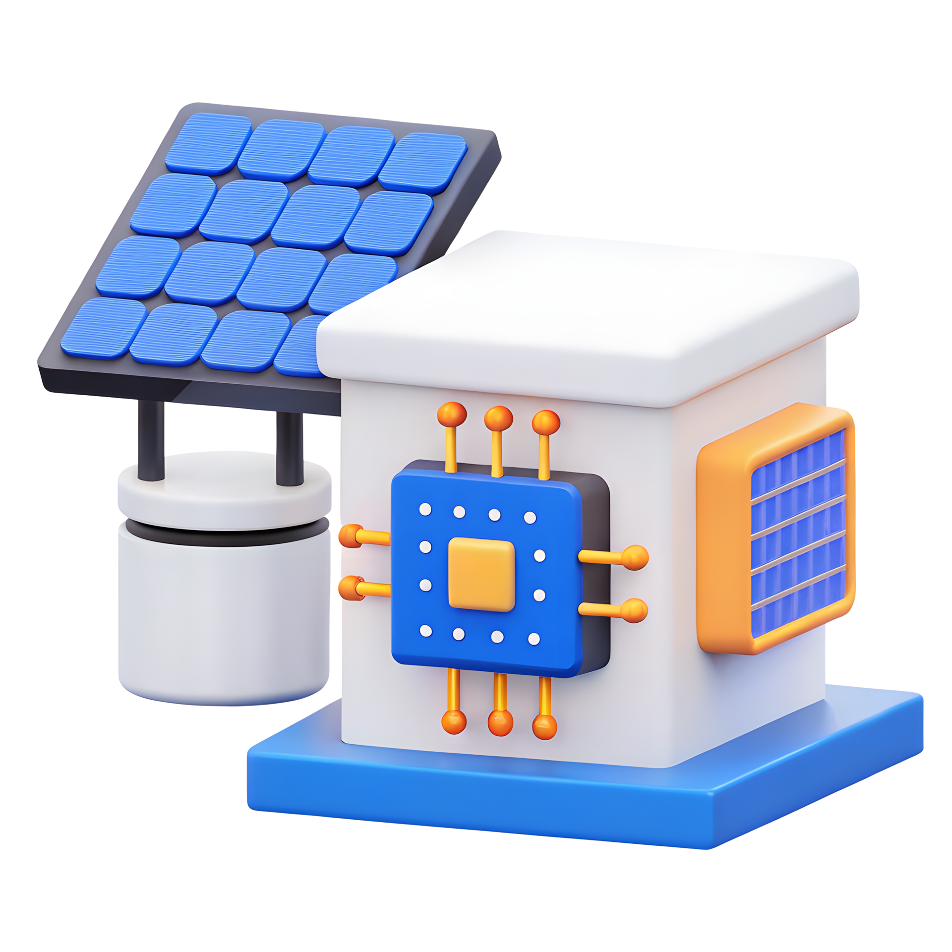 Dessin d'un panneau solaire avec une batterie de stockage