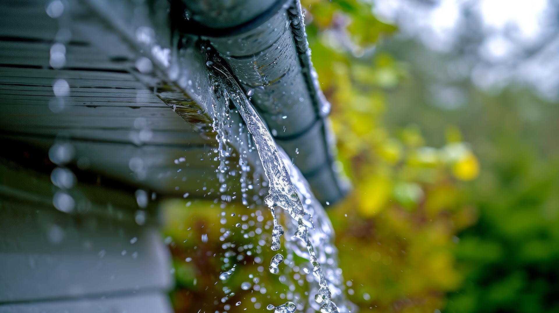 Eau qui s'écoule d'une gouttière
