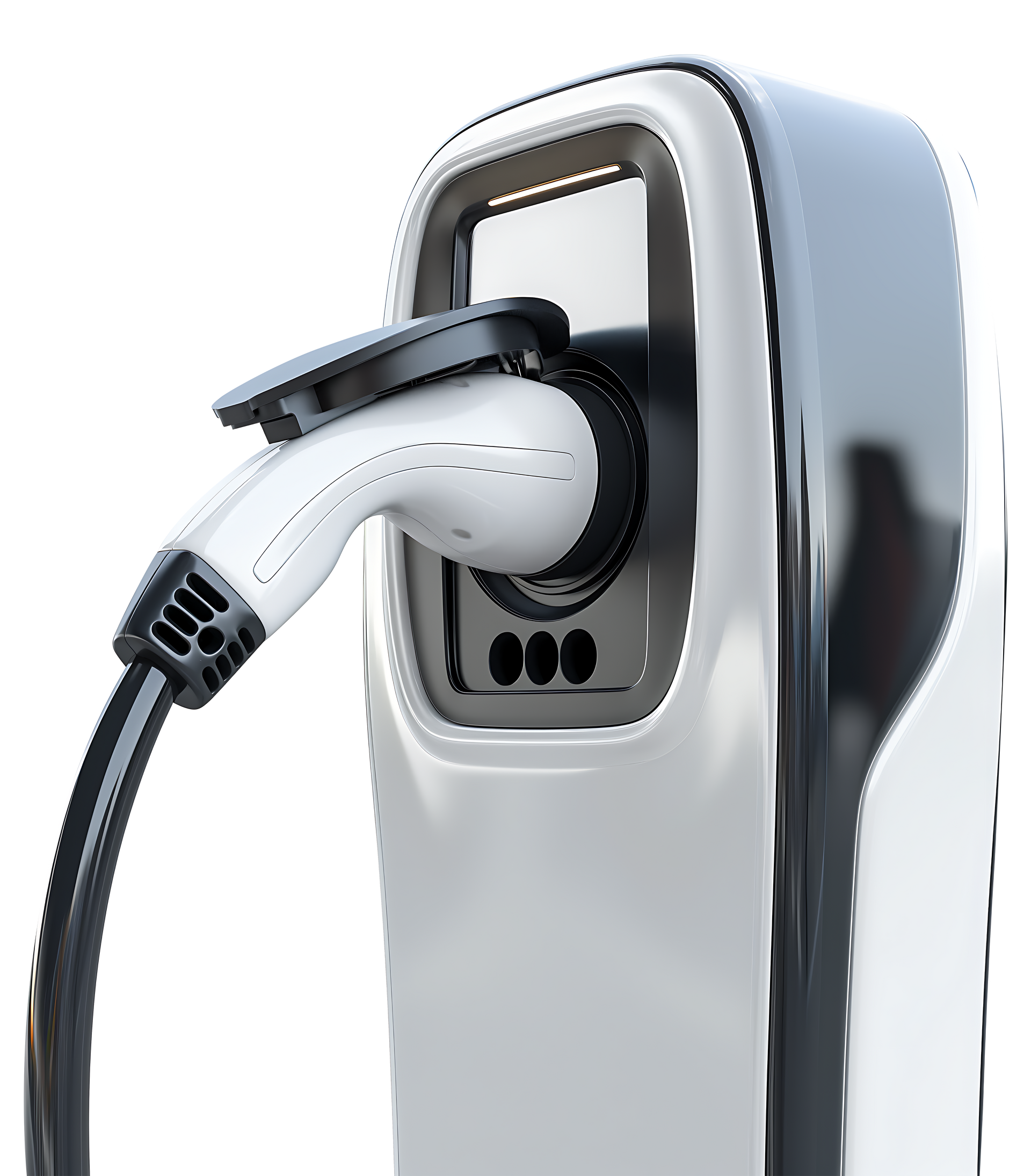 Prise de recharge électrique branchée sur une borne