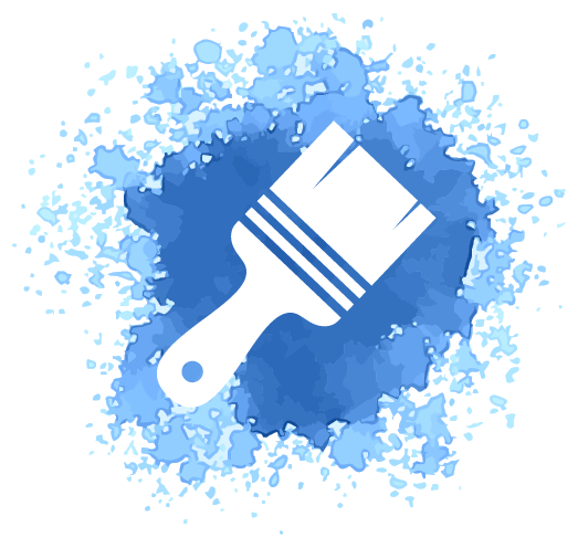 Icon Malerpinsel mit Farbklecks im Hintergrund