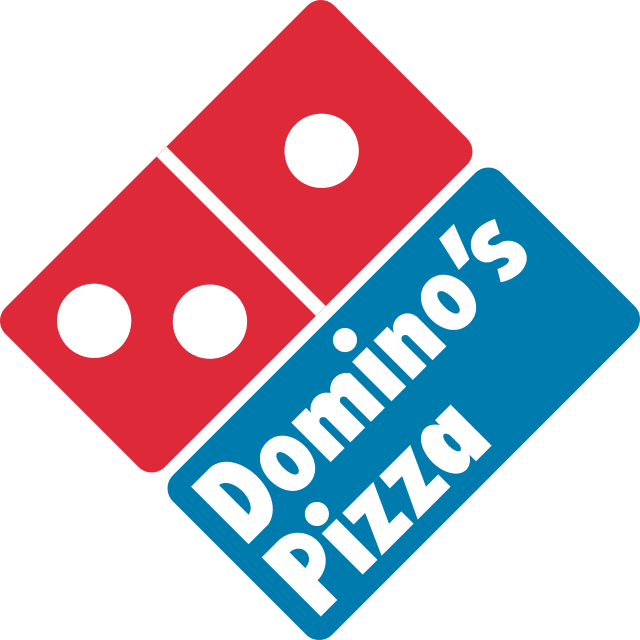 El logotipo de Domino's Pizza se muestra sobre un fondo blanco.