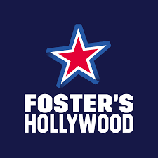 El logotipo de Hollywood de Foster con una estrella roja sobre un fondo azul.