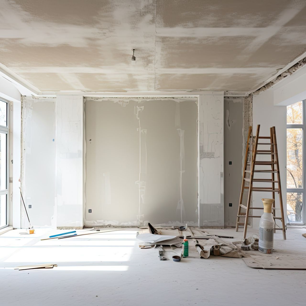 Le projet de construction comprend l'installation de plaques de plâtre