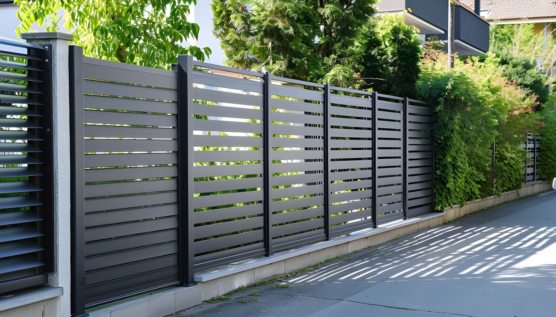 Clôture métallique moderne gris anthracite 