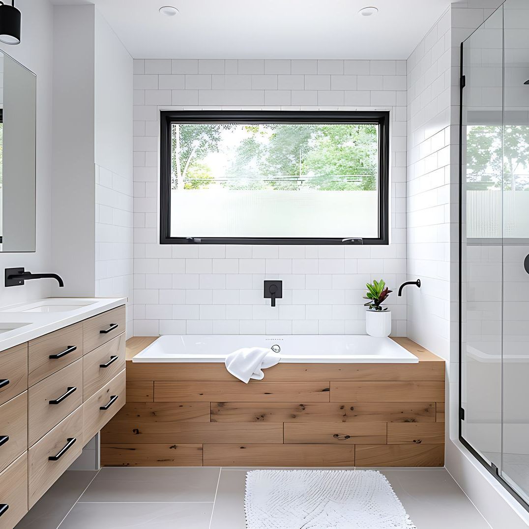 Rénovation d'une petite salle de bains moderne avec des carreaux de métro blancs élégants
