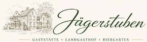 Jägerstuben logo with a sketched building and the words “Gaststätte · Landgasthof · Biergarten”