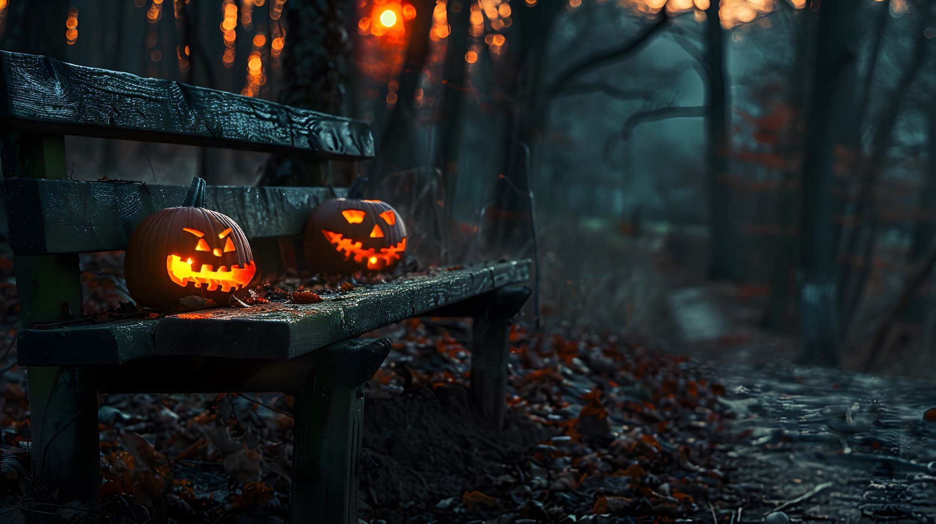 Citrouilles dans une allée de forêt