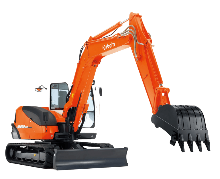 Minipelle Kubota avec un godet