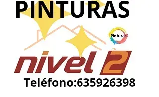Un logotipo para Pintura Nivel 2 con un número de teléfono.