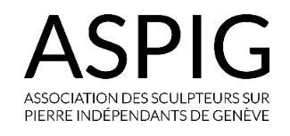Das logo der aspig vereinigung unabhängiger steinbildhauer von genf