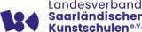 Logo for Landesverband Saarländischer Kunstschulen e.V. in purple on a white background