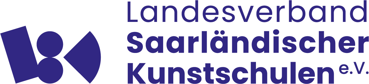 Logo for Landesverband Saarländischer Kunstschulen e.V. in purple on a white background