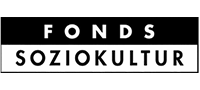 Schwarz-weißes Logo mit der Aufschrift „FONDS SOZIOKULTUR“ in fetten Großbuchstaben