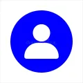 Un icono de una persona en un círculo azul sobre un fondo blanco.