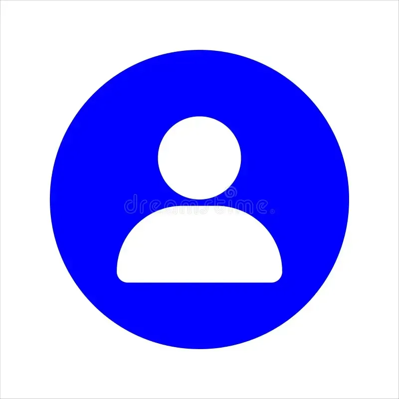 Un icono de una persona en un círculo azul sobre un fondo blanco.