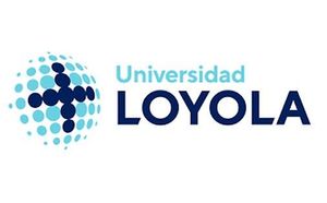 El logotipo de la Universidad Loyola es un círculo azul con puntos.