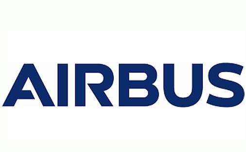 El logotipo de Airbus es azul y blanco sobre un fondo blanco.