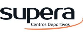 El logotipo de los centros deportivos Super es negro y naranja.