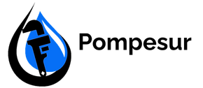 Un logotipo para una empresa llamada pompesur con una gota de agua y una llave inglesa.